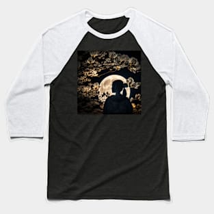 Lunar Beauty, Women and Magnolia in Moonlight Baseball T-Shirt